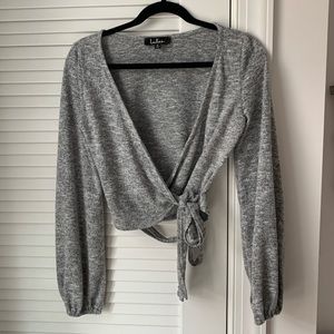 Lulus Charisma Light Heather Grey Wrap Sweater Top